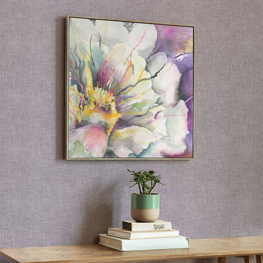 Peonia Violet Framed Canvas
