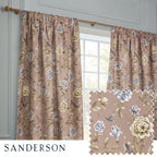 Porcelain Garden Printed Chenille Pencil Pleat Curtains