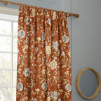 Porcelain Garden Printed Chenille Pencil Pleat Curtains