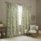 Porcelain Garden Printed Chenille Pencil Pleat Curtains