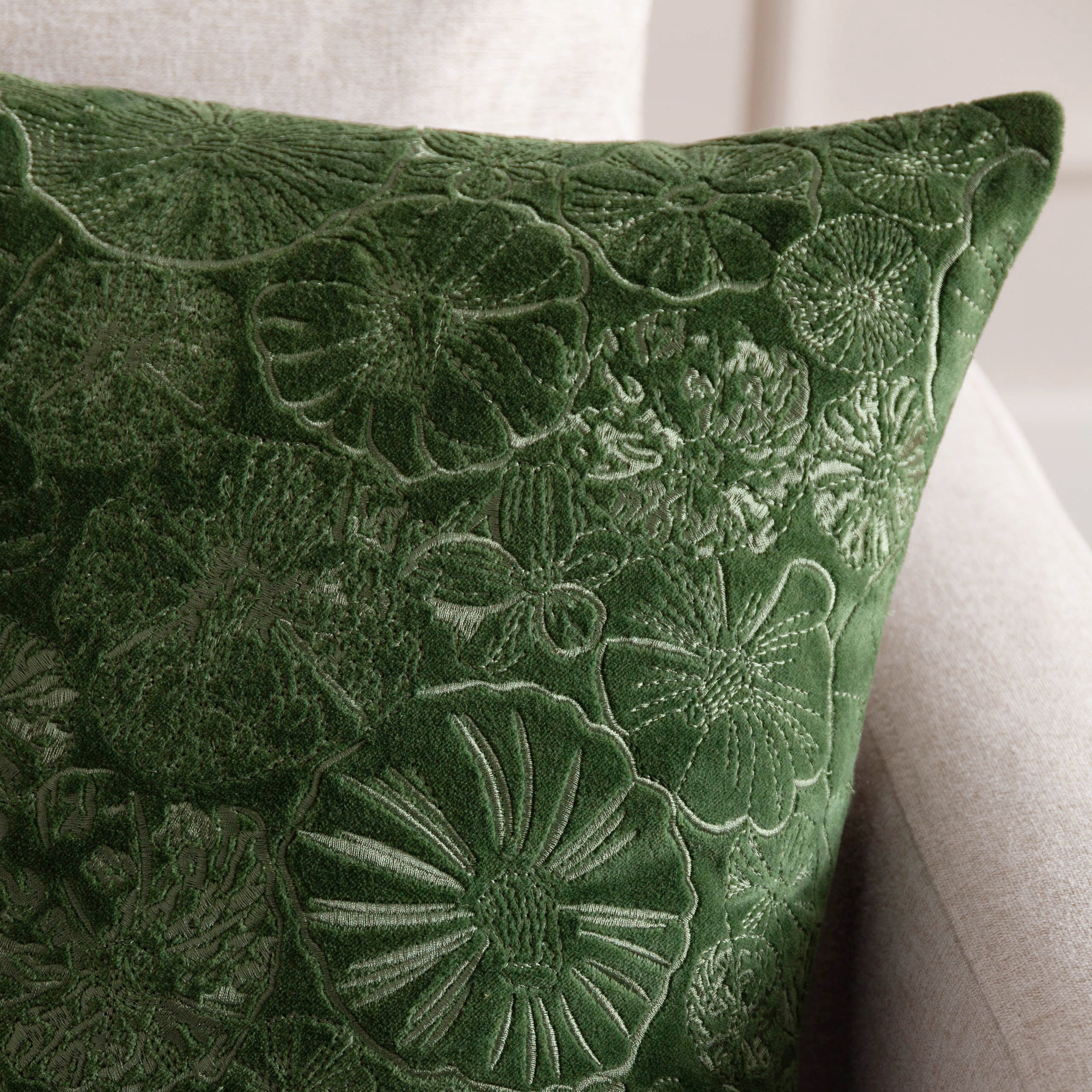 Picking Patch Embroidered Velvet Cushion