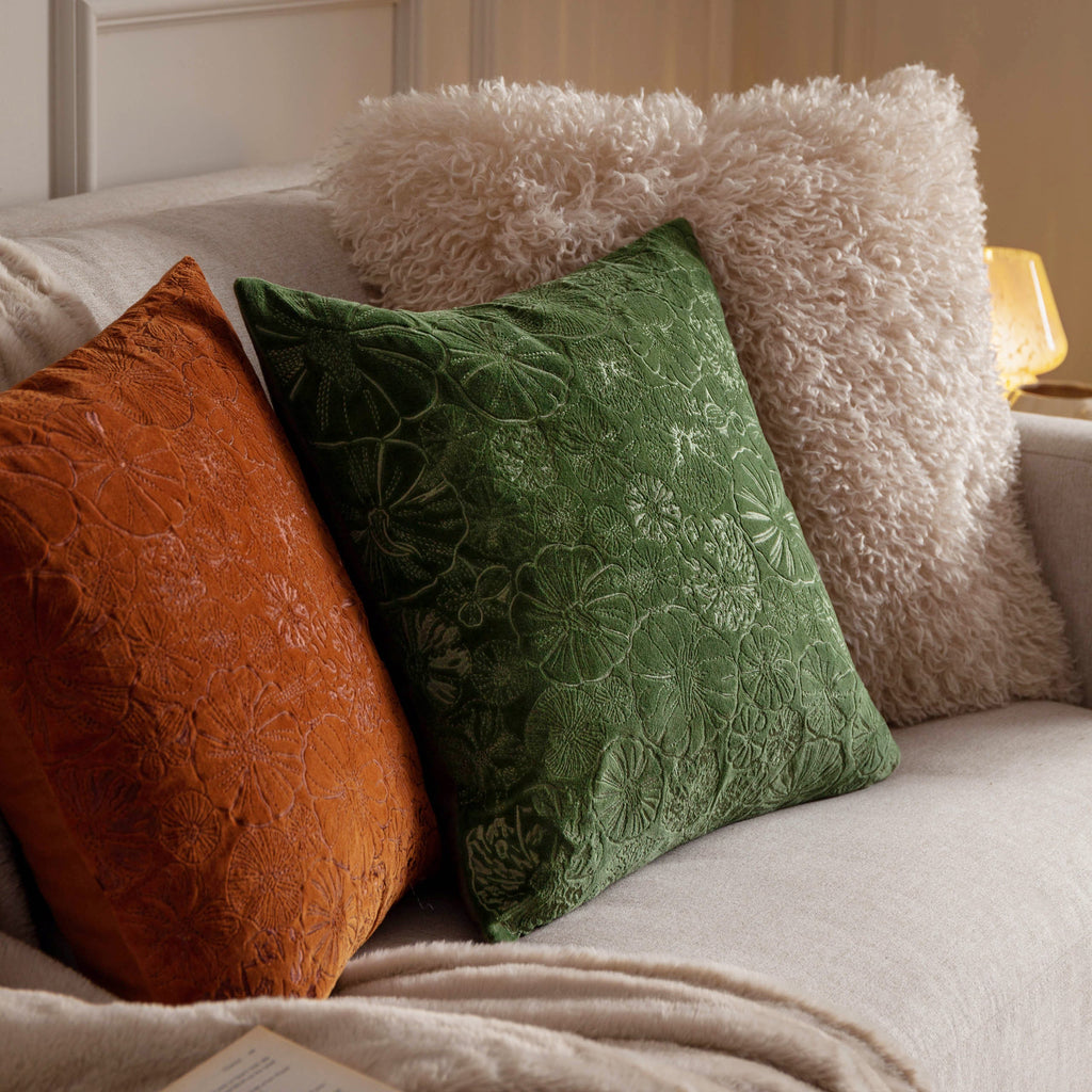 Picking Patch Embroidered Velvet Cushion