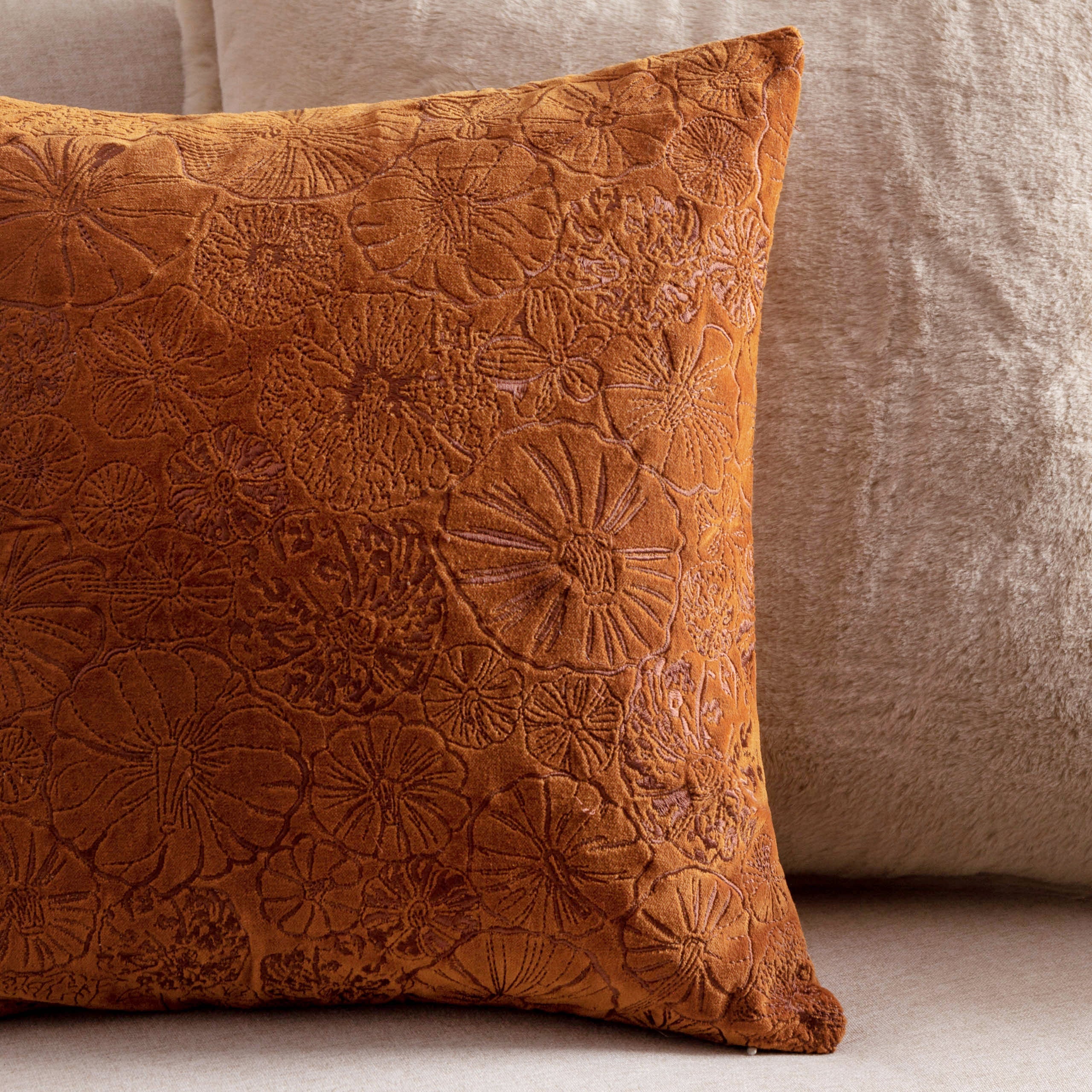 Picking Patch Embroidered Velvet Cushion