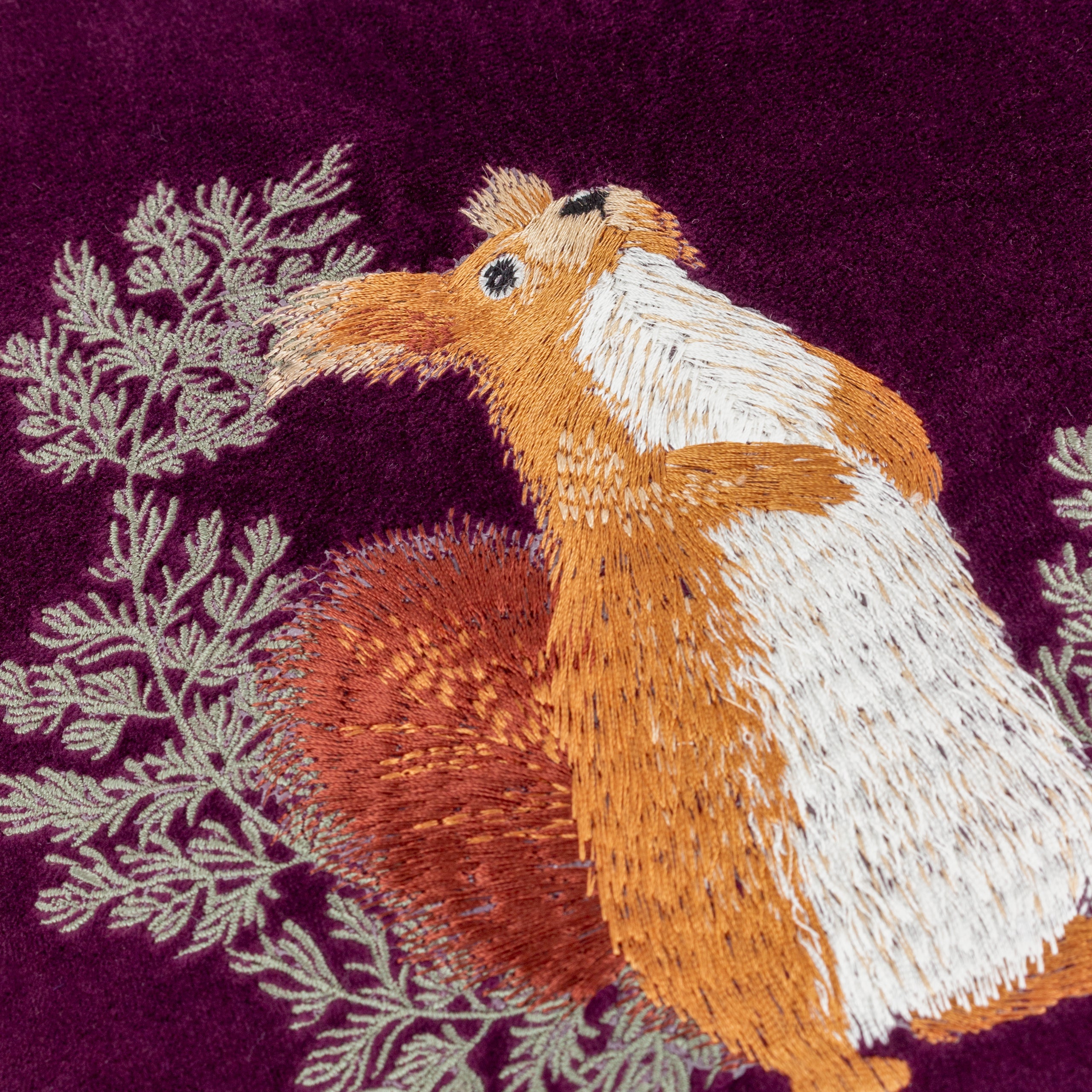 Pineberry Forest Embroidered Velvet Cushion
