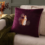 Pineberry Forest Embroidered Velvet Cushion