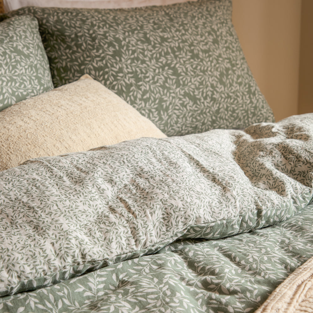 Perrie Leaf Muslin 100% Cotton Duvet Cover Set