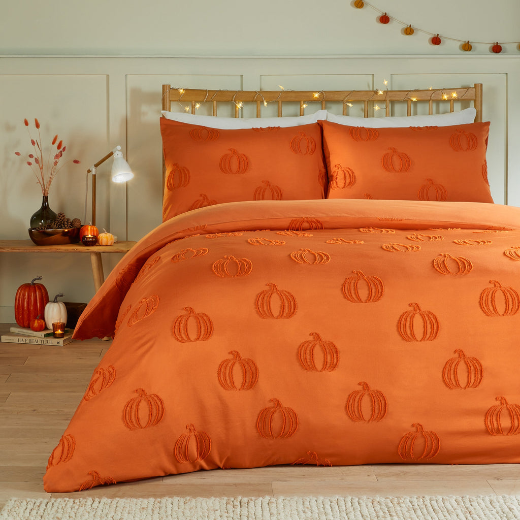 Pumpkin Fields Soft Touch Tufted Duvet Cover Set