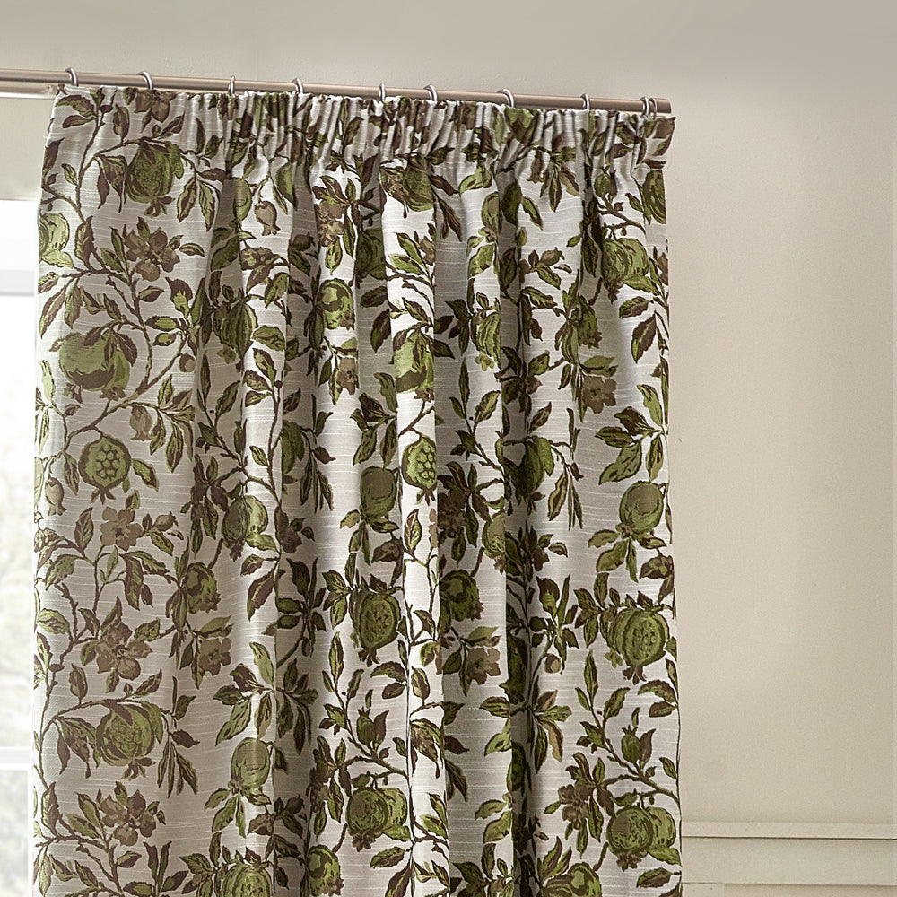 Pomegranate Pencil Pleat Curtains Green