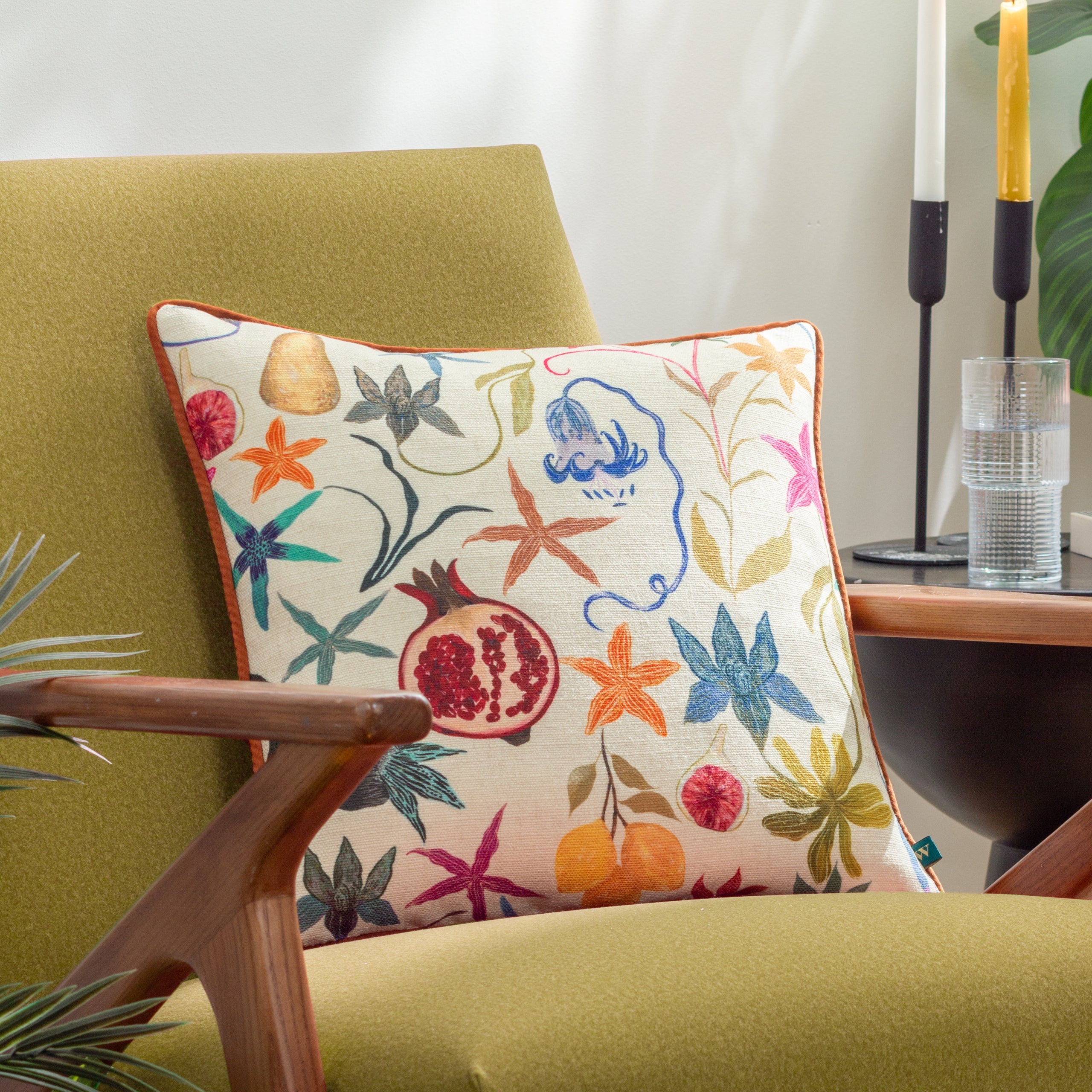 Pomona Floral Piped Cushion