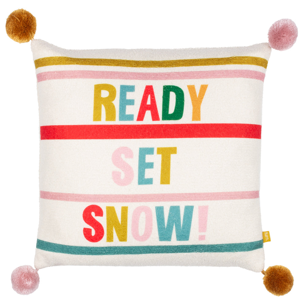 Pom-Poms Ready Set Snow Cushion