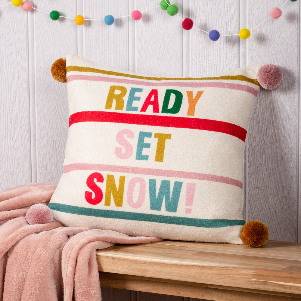 Pom-Poms Ready Set Snow Cushion