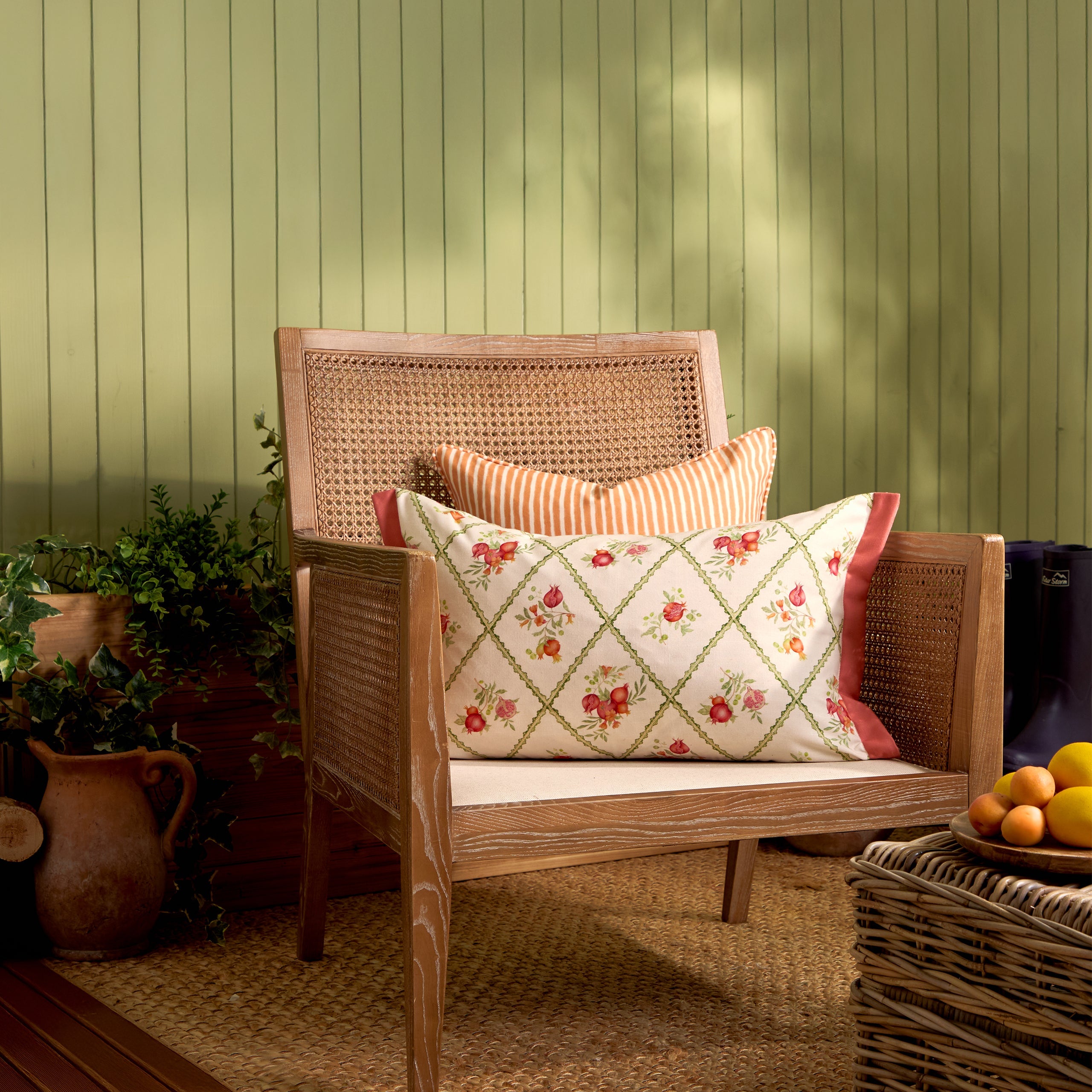 Pomegranate Trellis Printed Outdoor Cushion