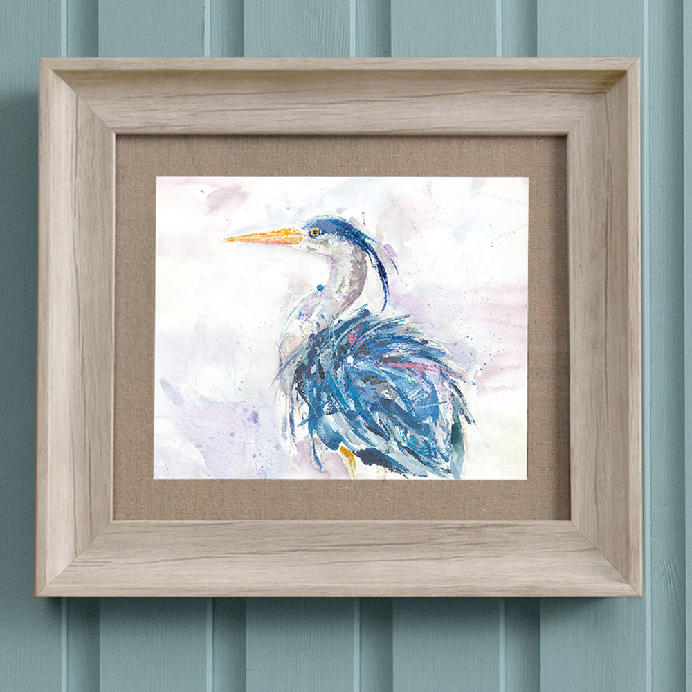 Prancing Heron Framed Print