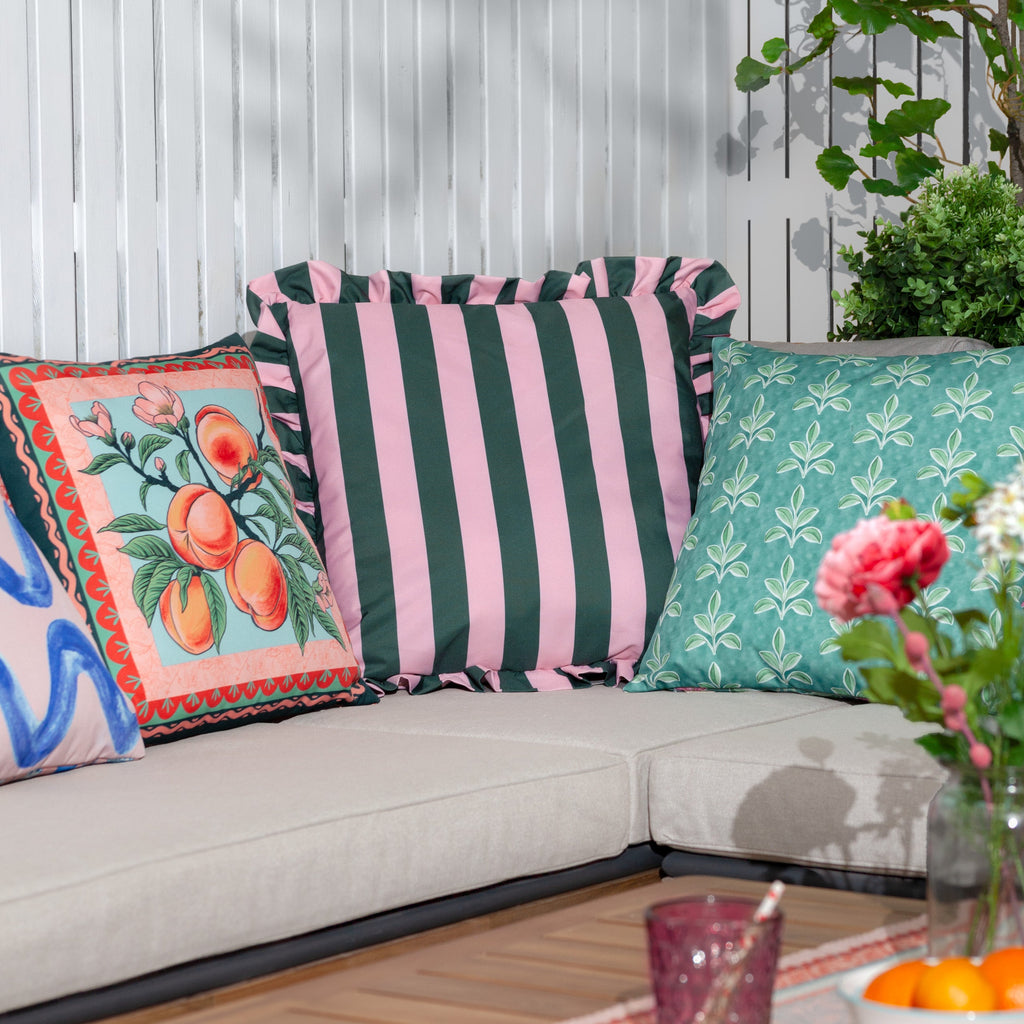 Palm Royale Stripe Ruffle Printed Outdoor Cushion