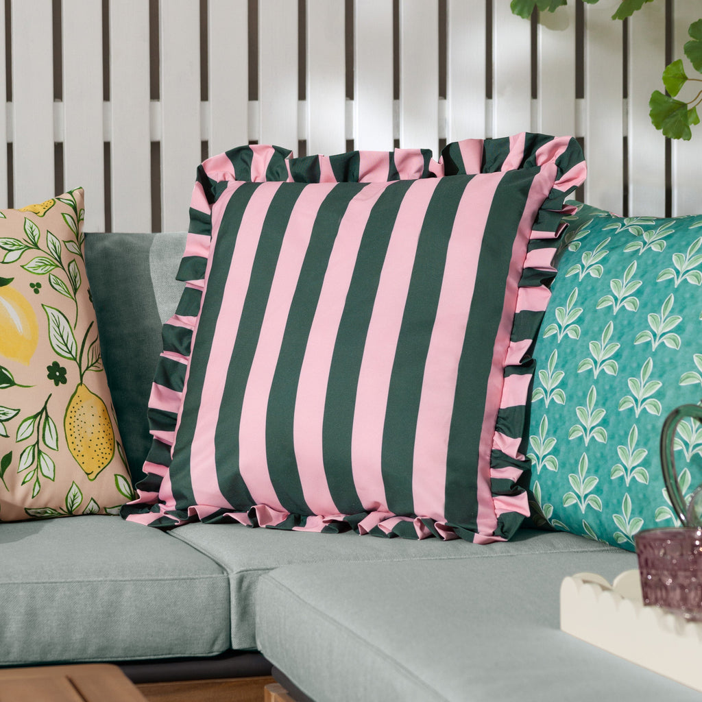 Palm Royale Stripe Ruffle Printed Outdoor Cushion