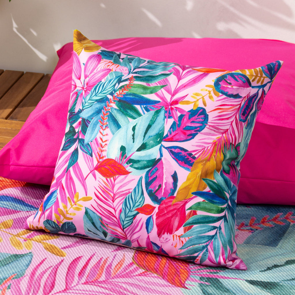 Psychedelic Jungle Outdoor Cushion Hot Pink