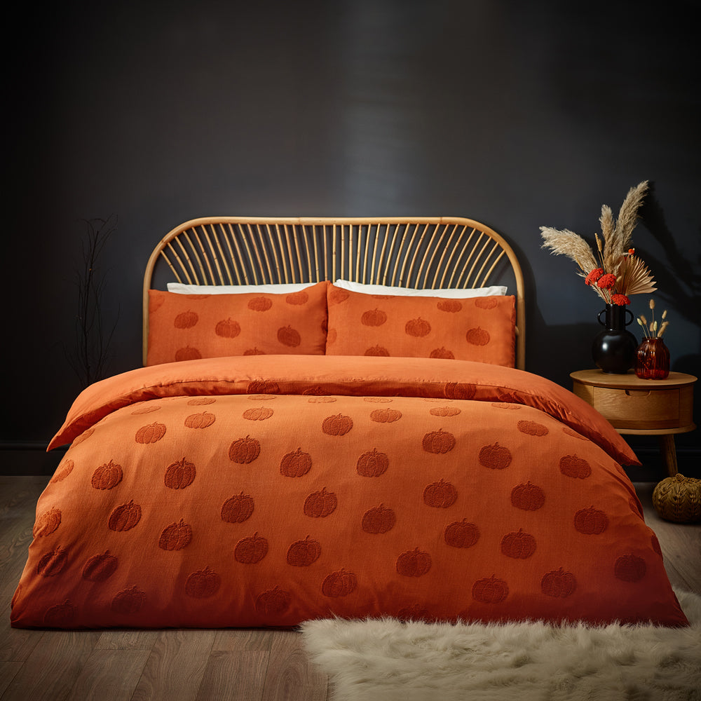 Pumpkin Tufted Halloween Duvet Cover Set