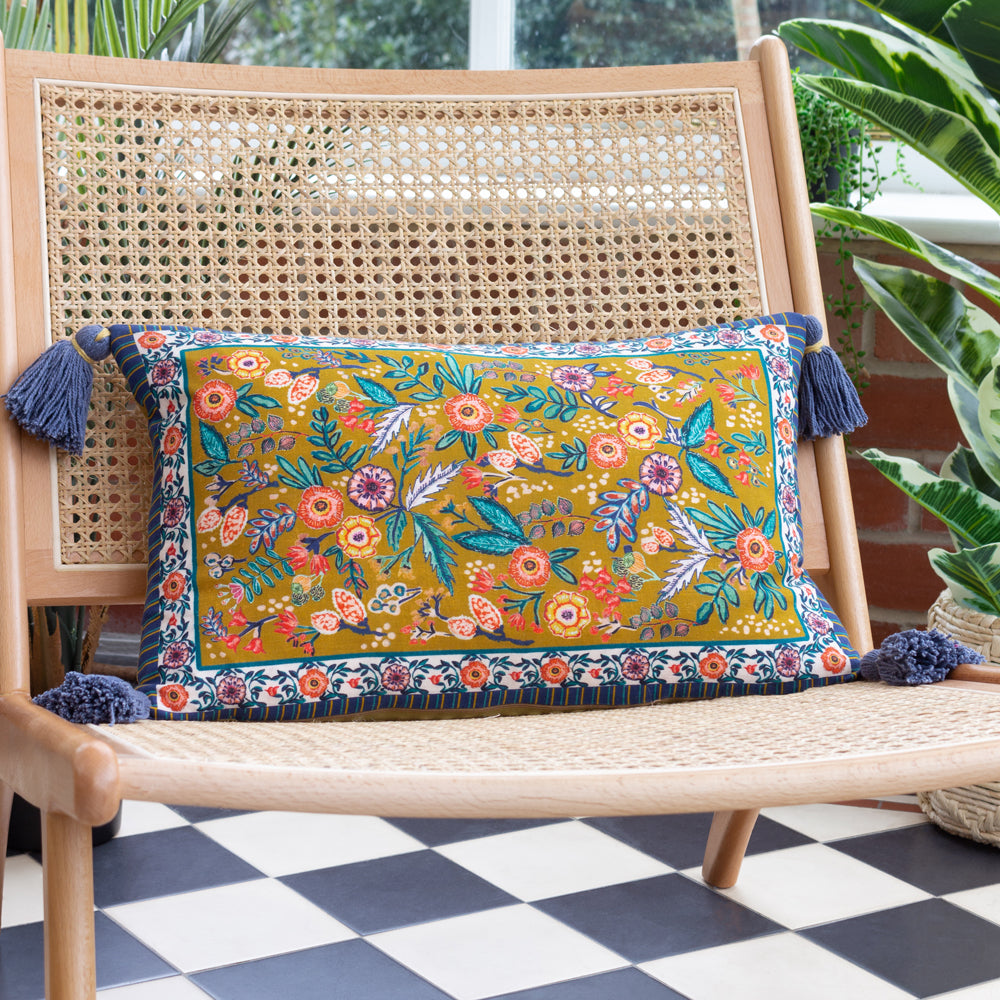 Rosa Floral Tasselled Cushion