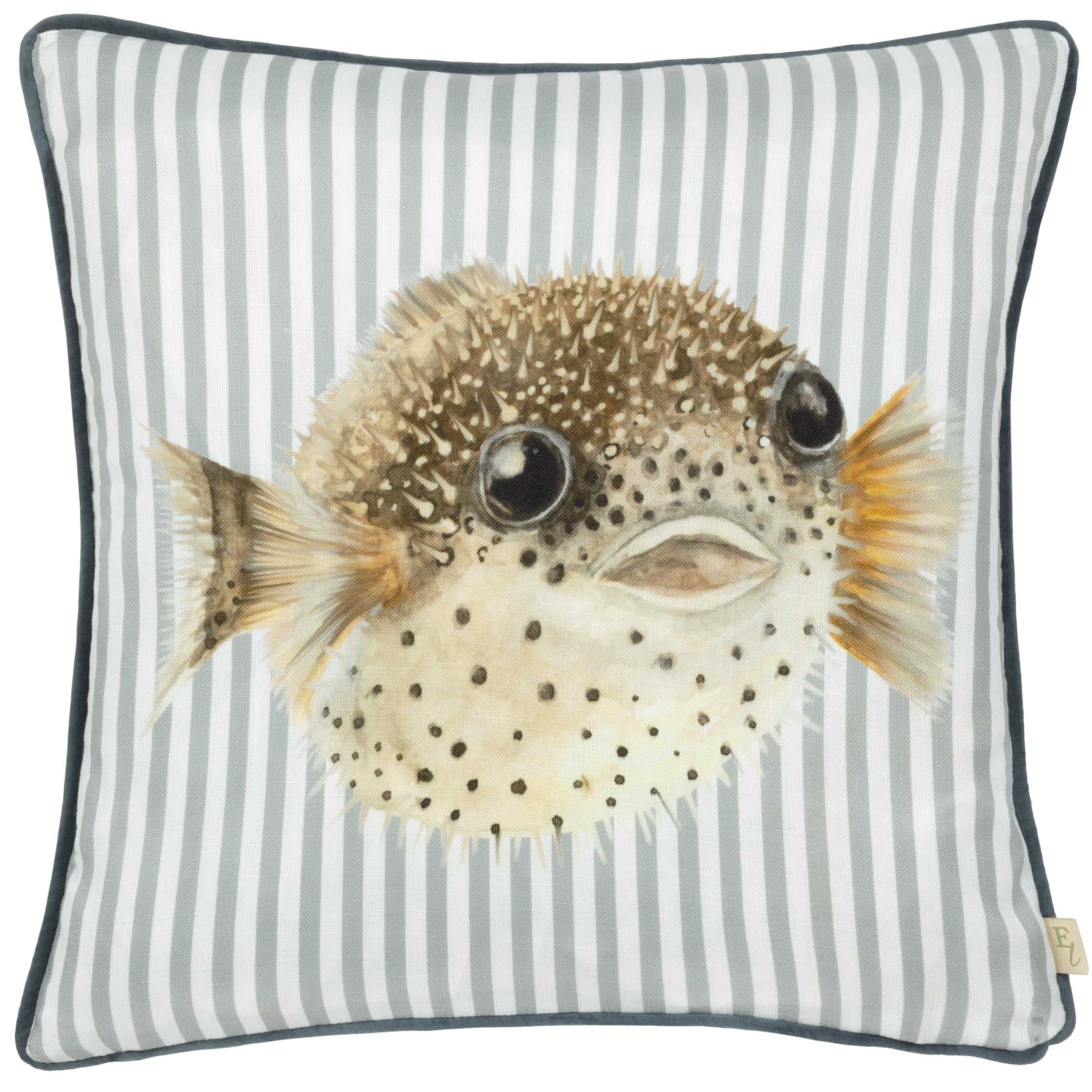Salcombe Pufferfish Piped Cushion