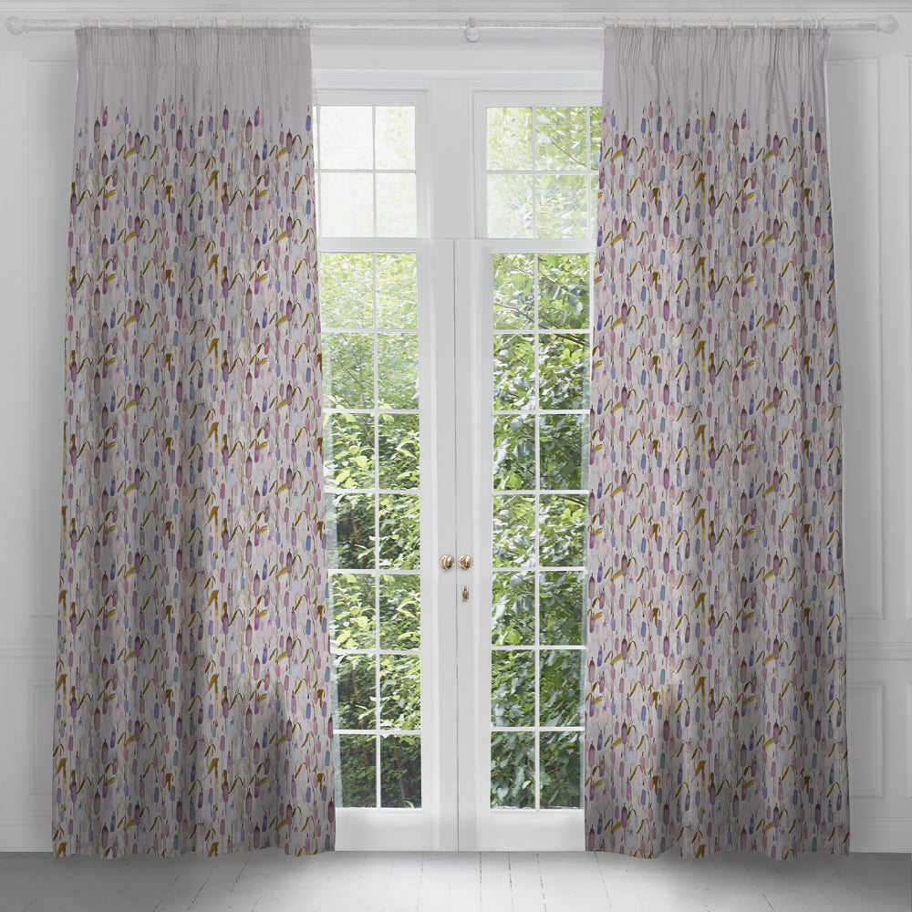 Saroma Printed Pencil Pleat Curtains
