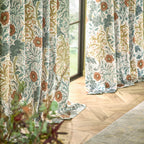 Seaweed Printed Velvet Pencil Pleat Curtains