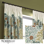 Seaweed Printed Velvet Pencil Pleat Curtains