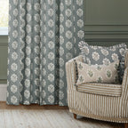 Sessile Leaf Motif Pencil Pleat Curtains