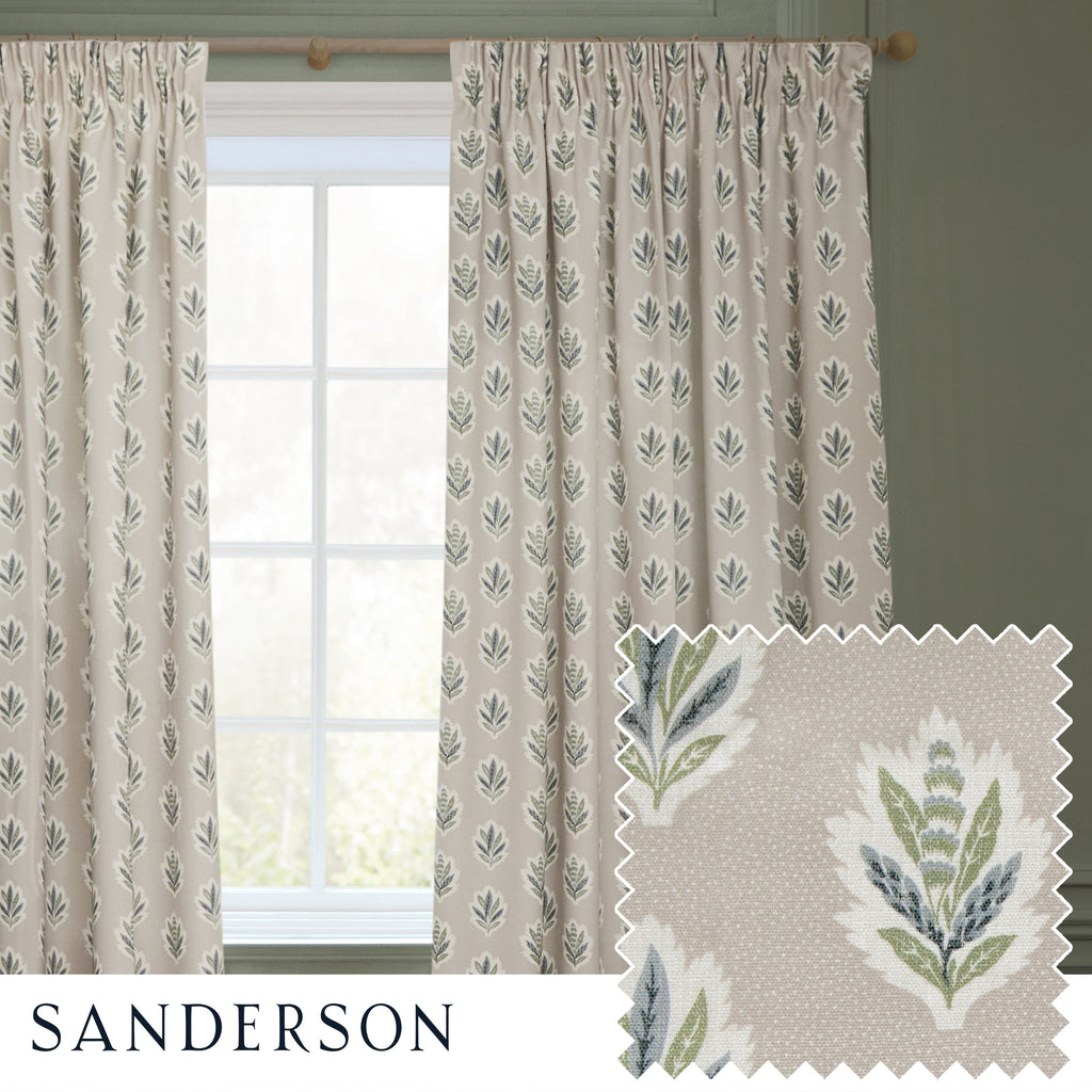 Sessile Leaf Motif Pencil Pleat Curtains