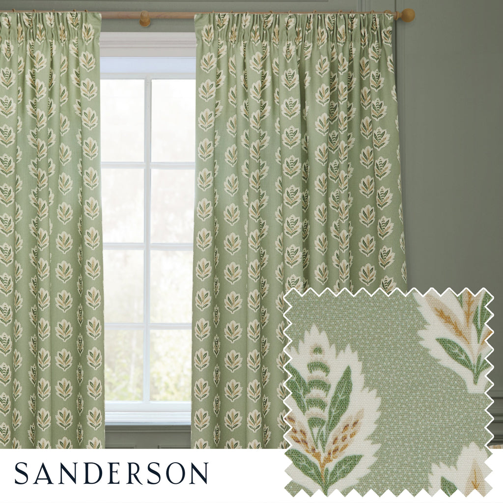 Sessile Leaf Motif Pencil Pleat Curtains
