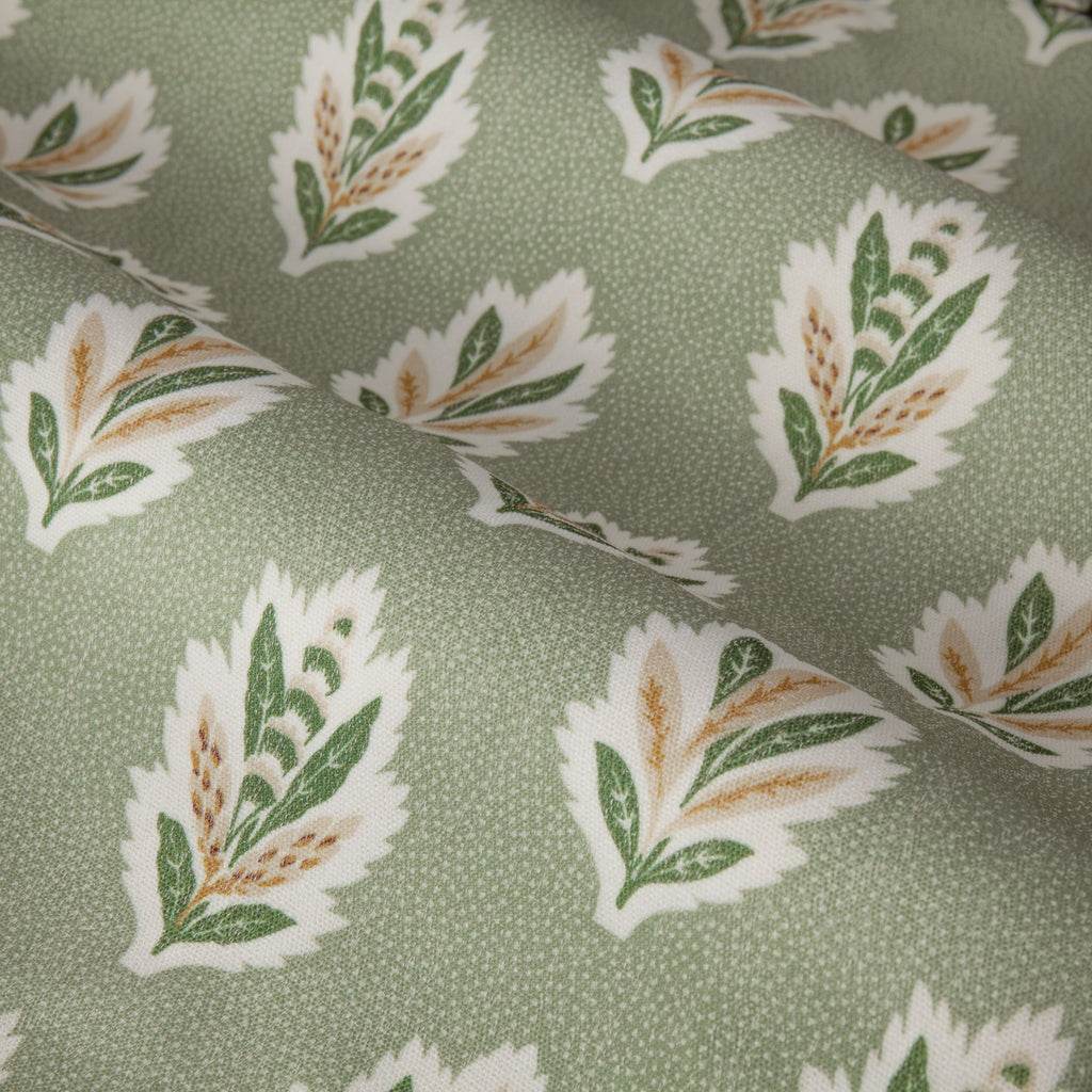 Sessile Leaf Motif Pencil Pleat Curtains