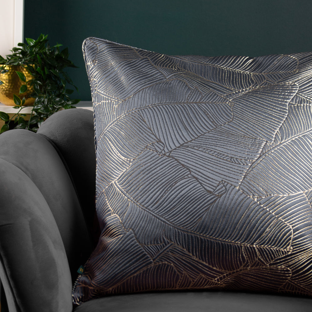 Seymour Embroidered Woven Jacquard Piped Cushion