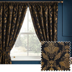 Shiraz Traditional Jacquard Pencil Pleat Curtains