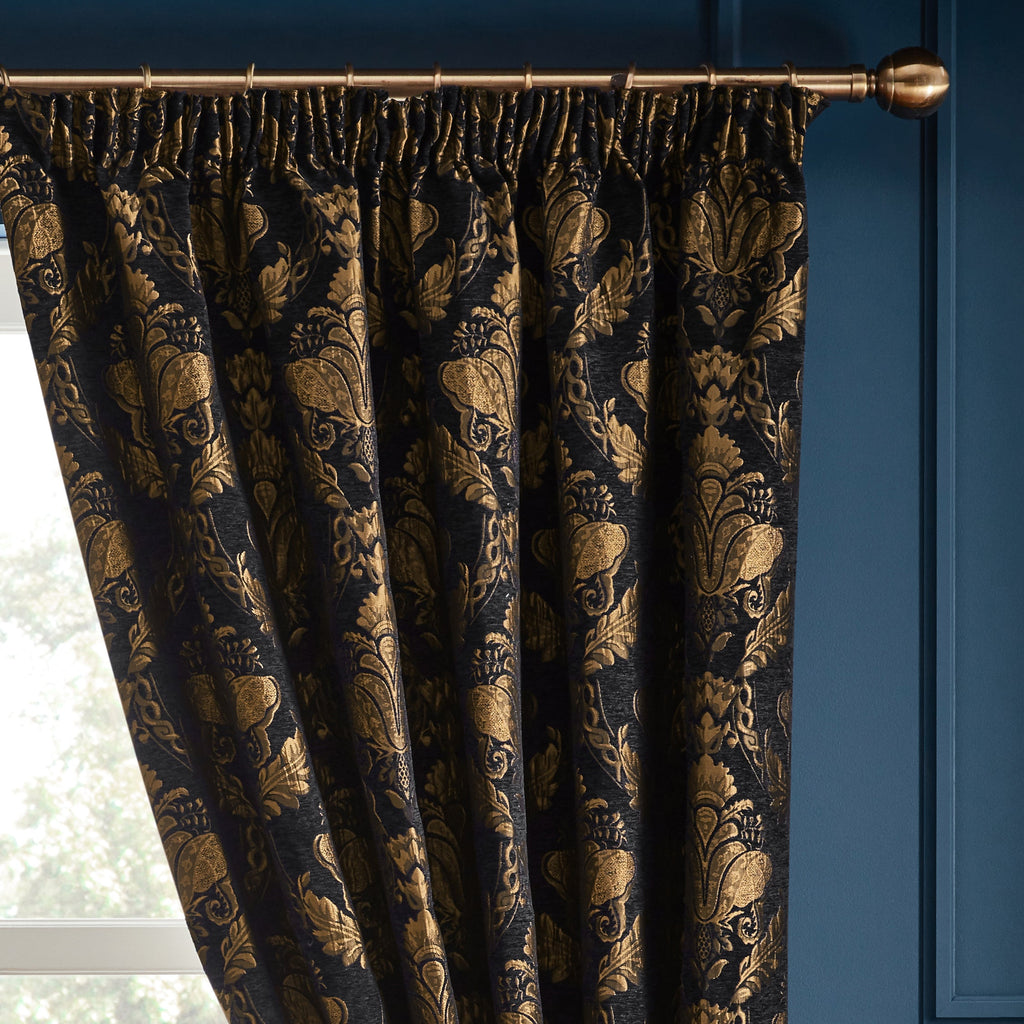 Shiraz Traditional Jacquard Pencil Pleat Curtains