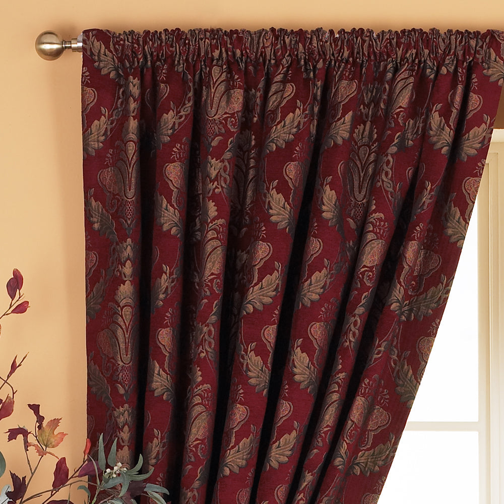 Shiraz Traditional Jacquard Pencil Pleat Curtains