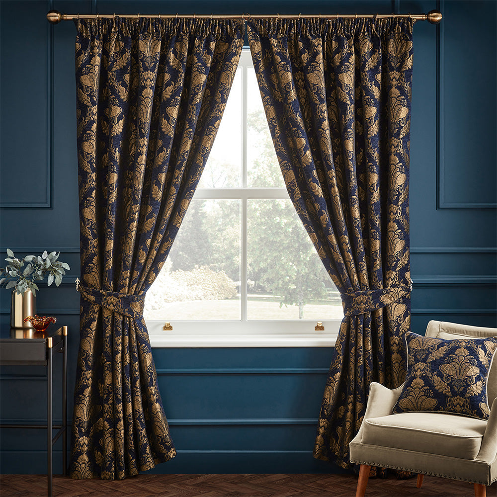Shiraz Traditional Jacquard Pencil Pleat Curtains