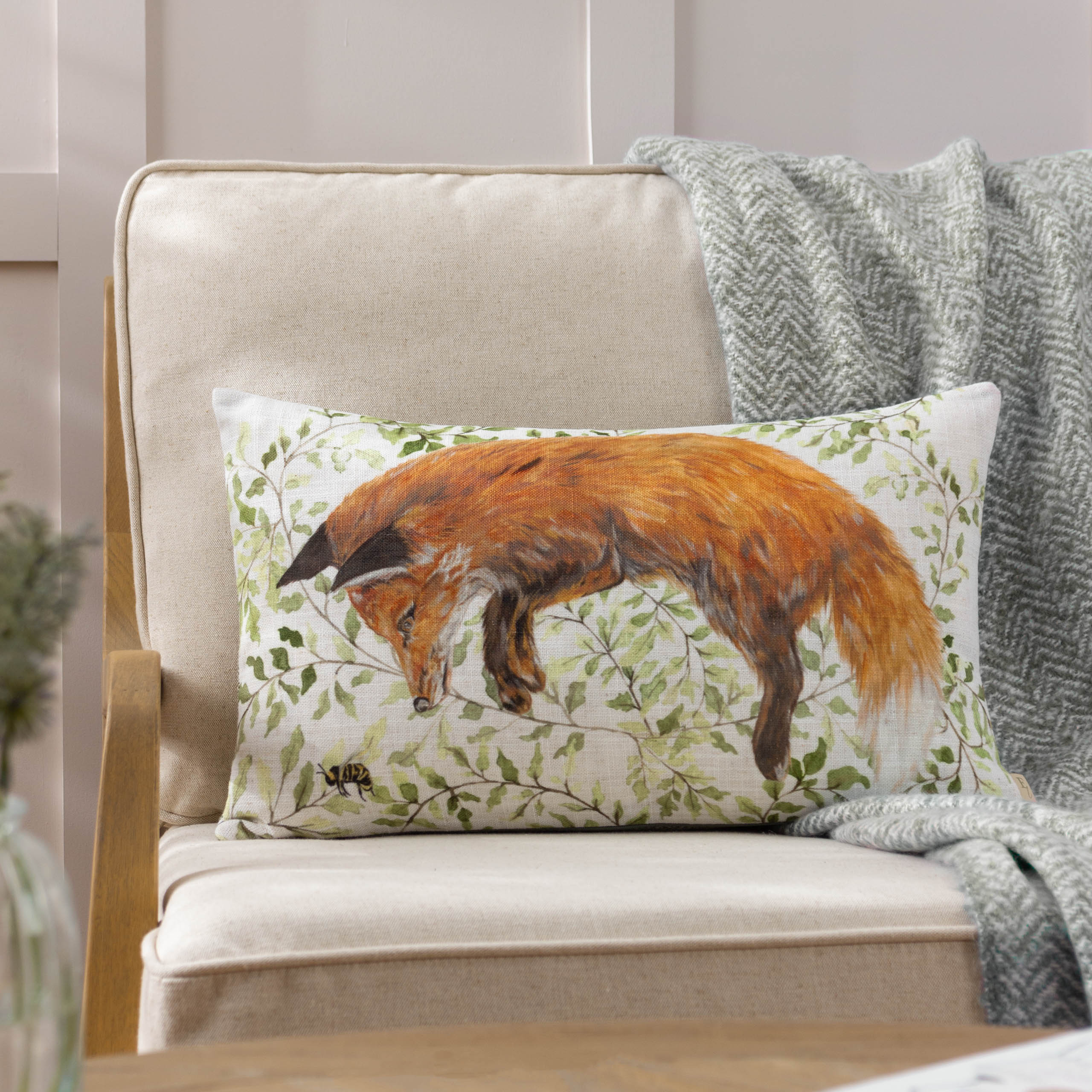 Shugborough Leaping Fox Traditional Cushion