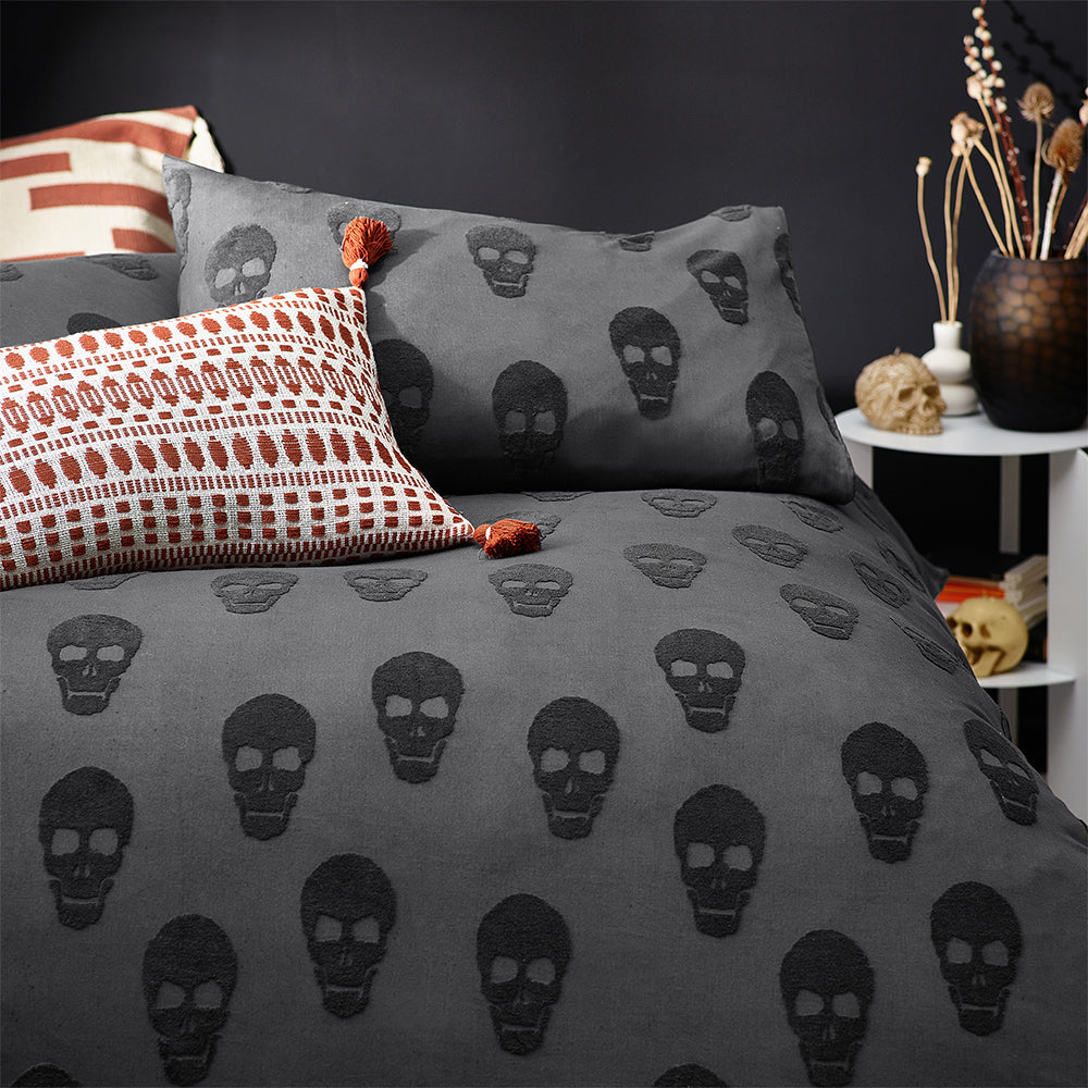 Skulls Tufted 100% Cotton Duvet Cover Set