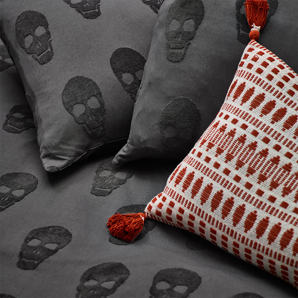 Skulls Tufted 100% Cotton Duvet Cover Set