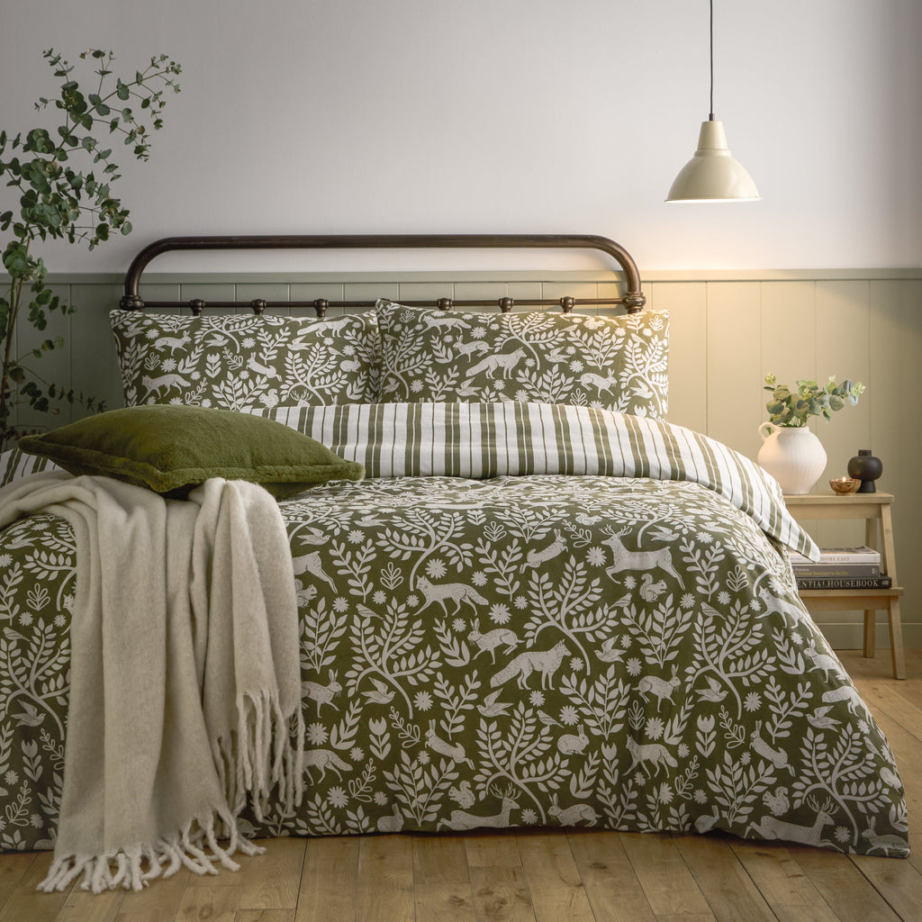 Skandi Woodland Brushed Cotton Duvet Cover Set