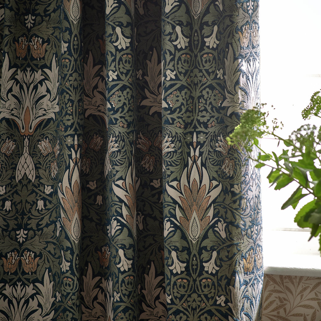 Snakeshead Jacquard Chenille Pencil Pleat Curtains