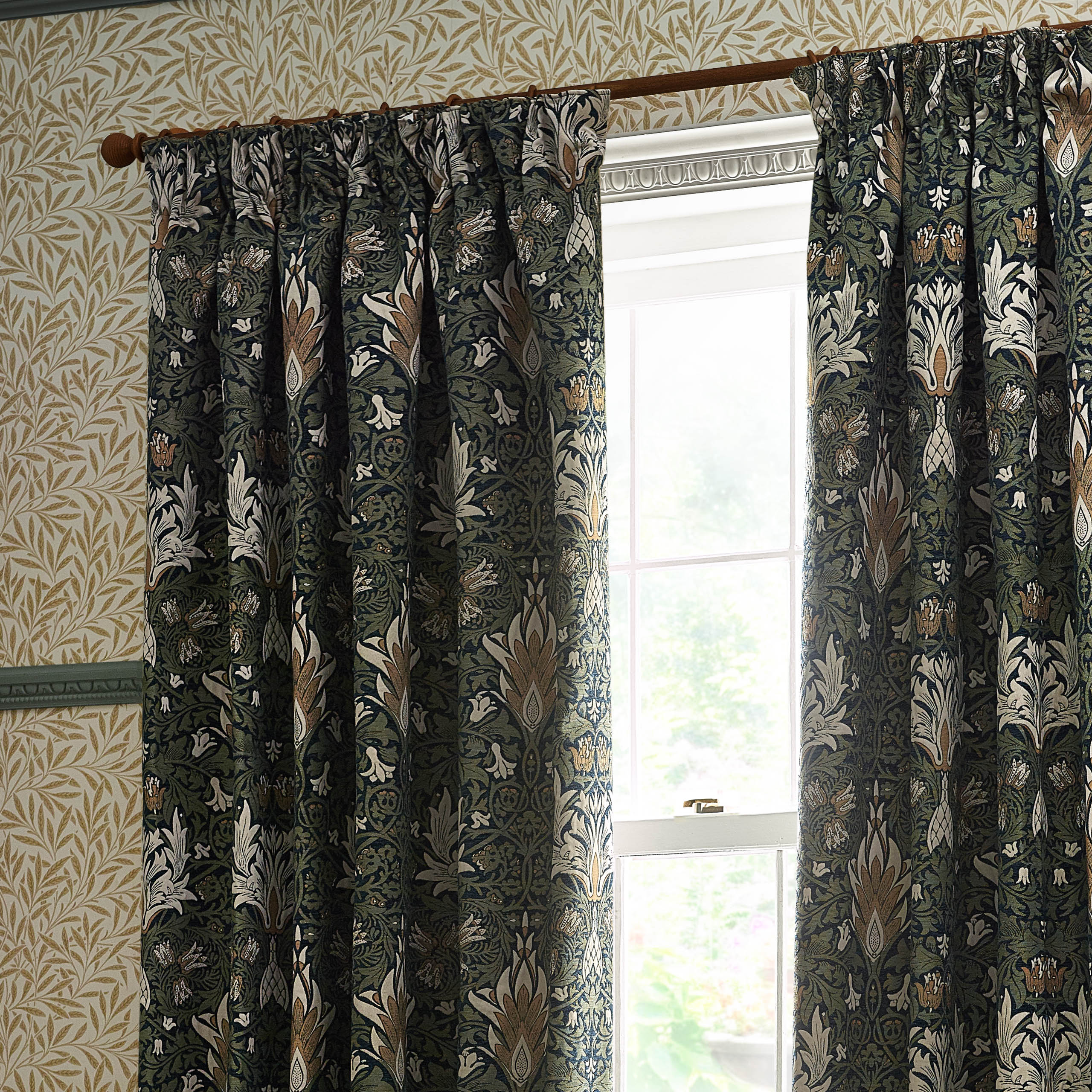 Snakeshead Jacquard Chenille Pencil Pleat Curtains