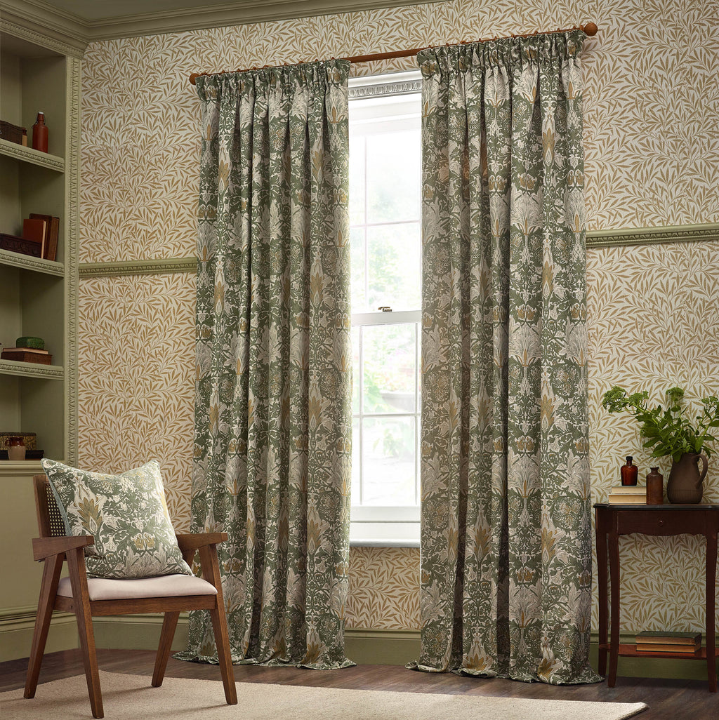 Snakeshead Jacquard Chenille Pencil Pleat Curtains