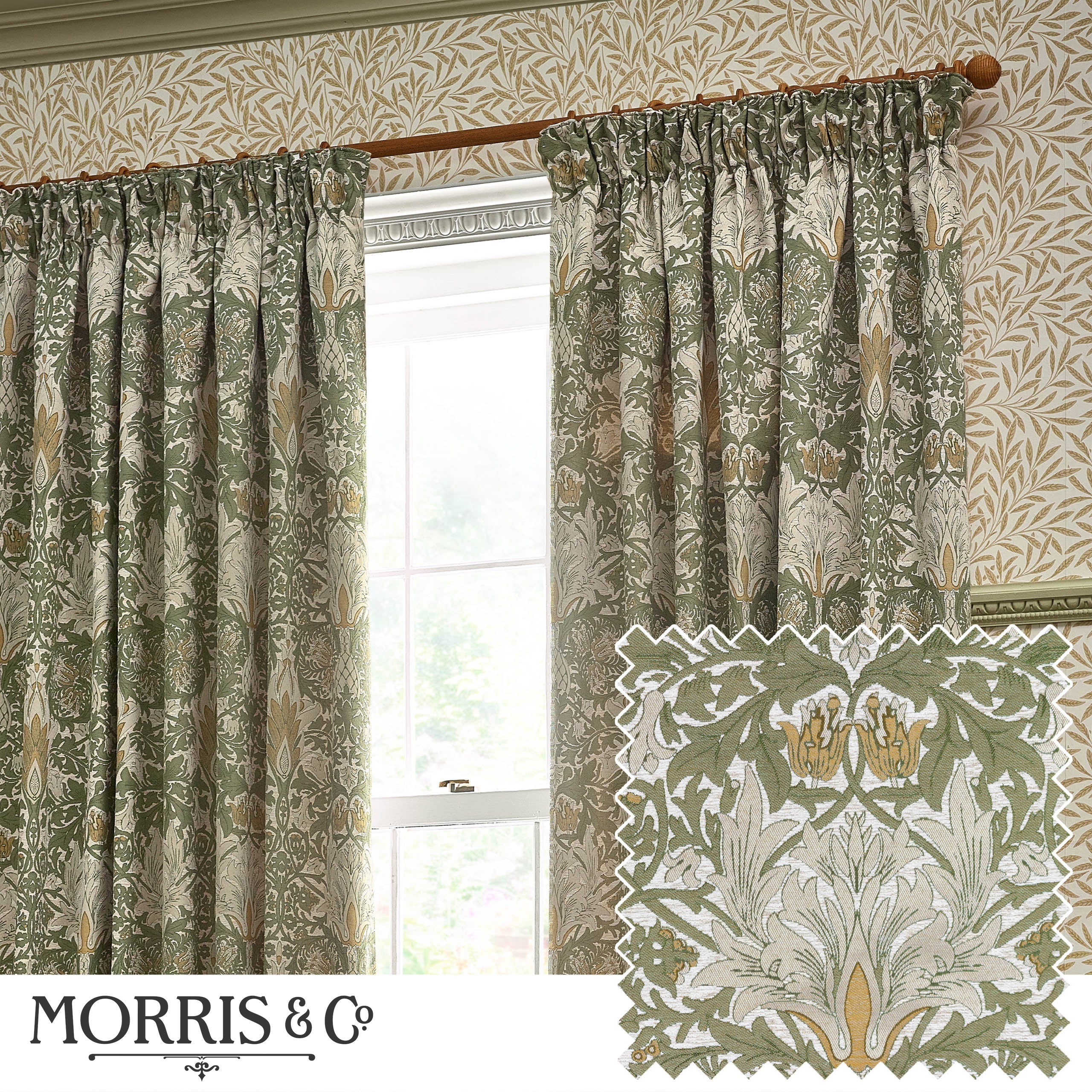 Snakeshead Jacquard Chenille Pencil Pleat Curtains