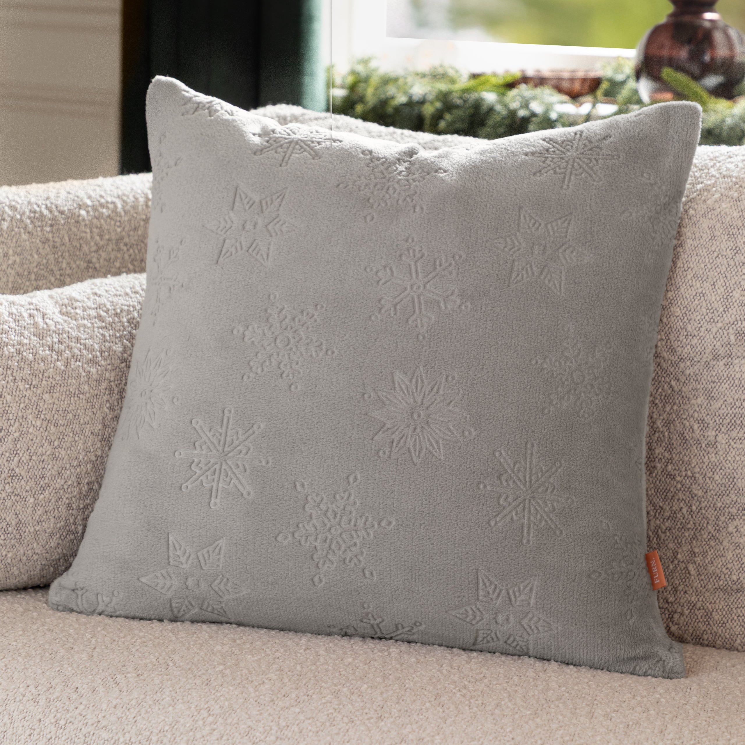 Snowflakes Faux Fur Cushion