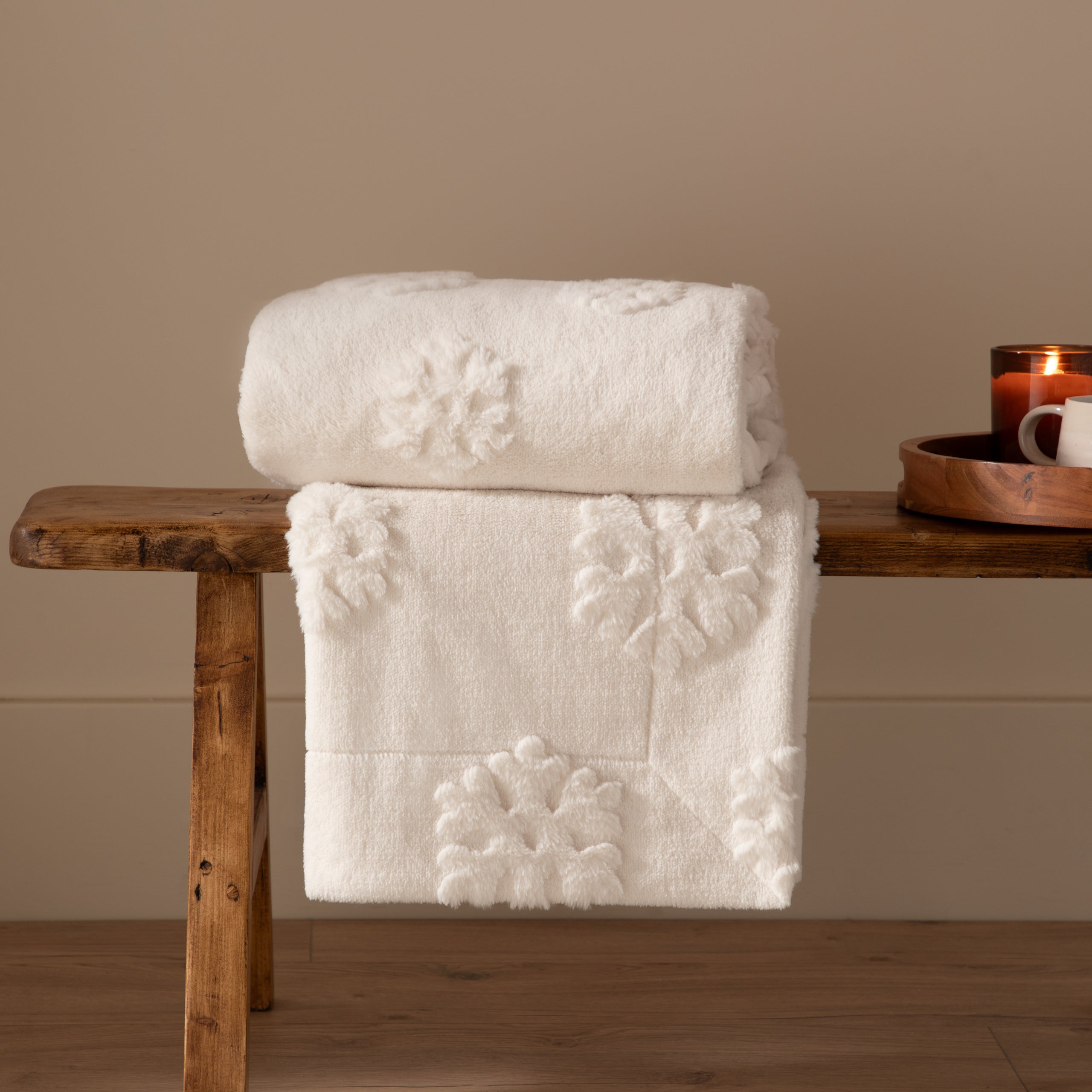 Snowflakes Faux Fur Throw