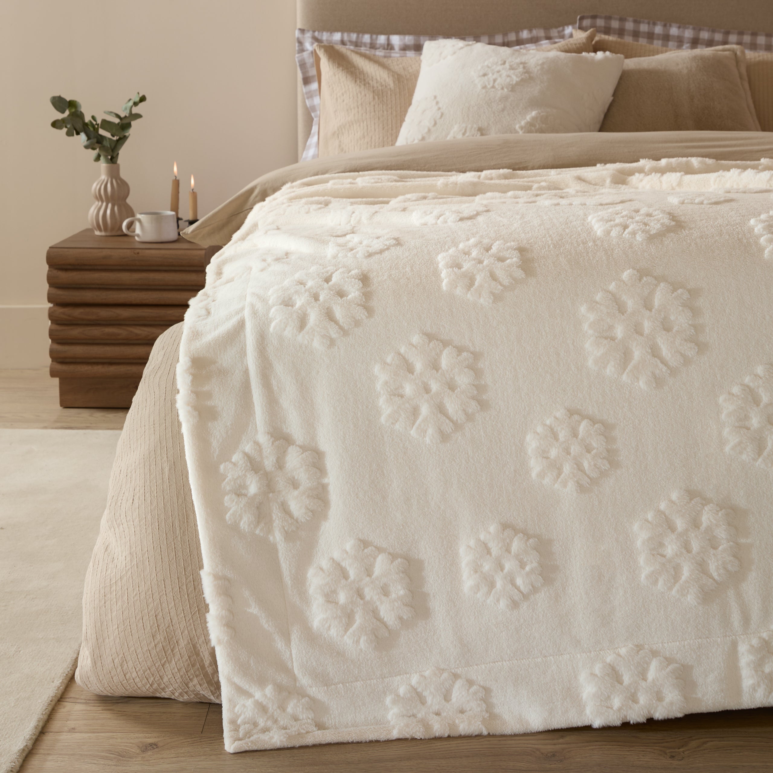 Snowflakes Faux Fur Throw