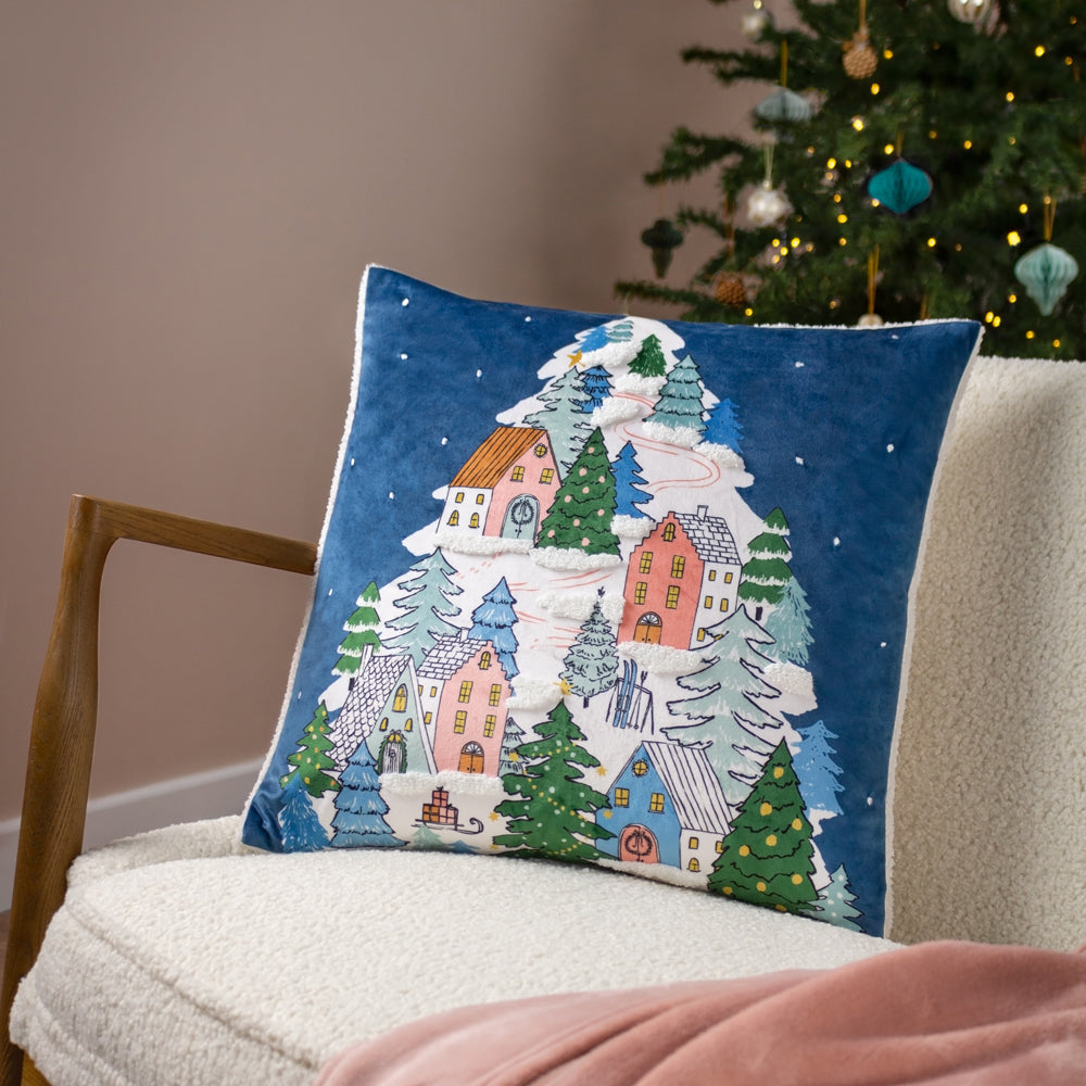 Snowy Village Tree Cushion
