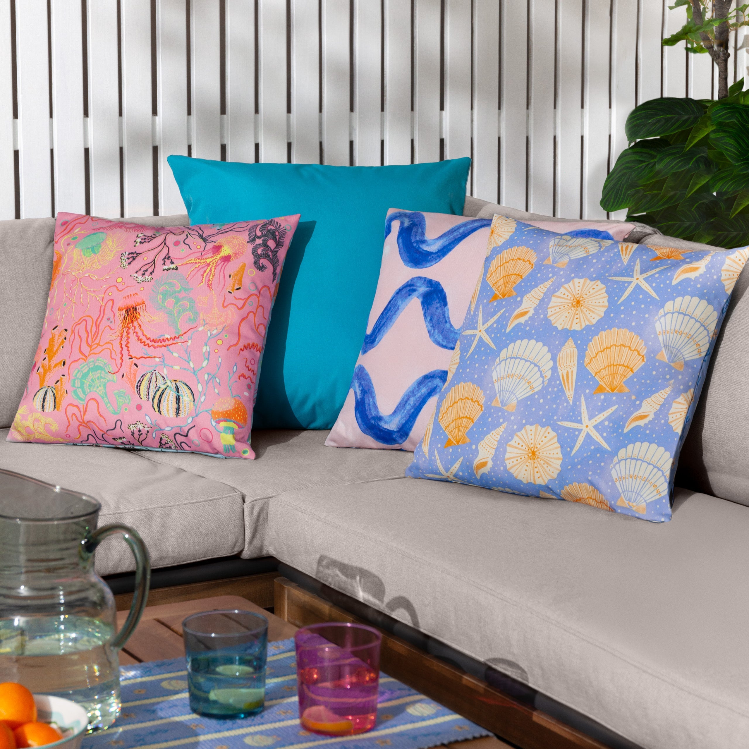 Sea Shells Outdoor Printed Cushion