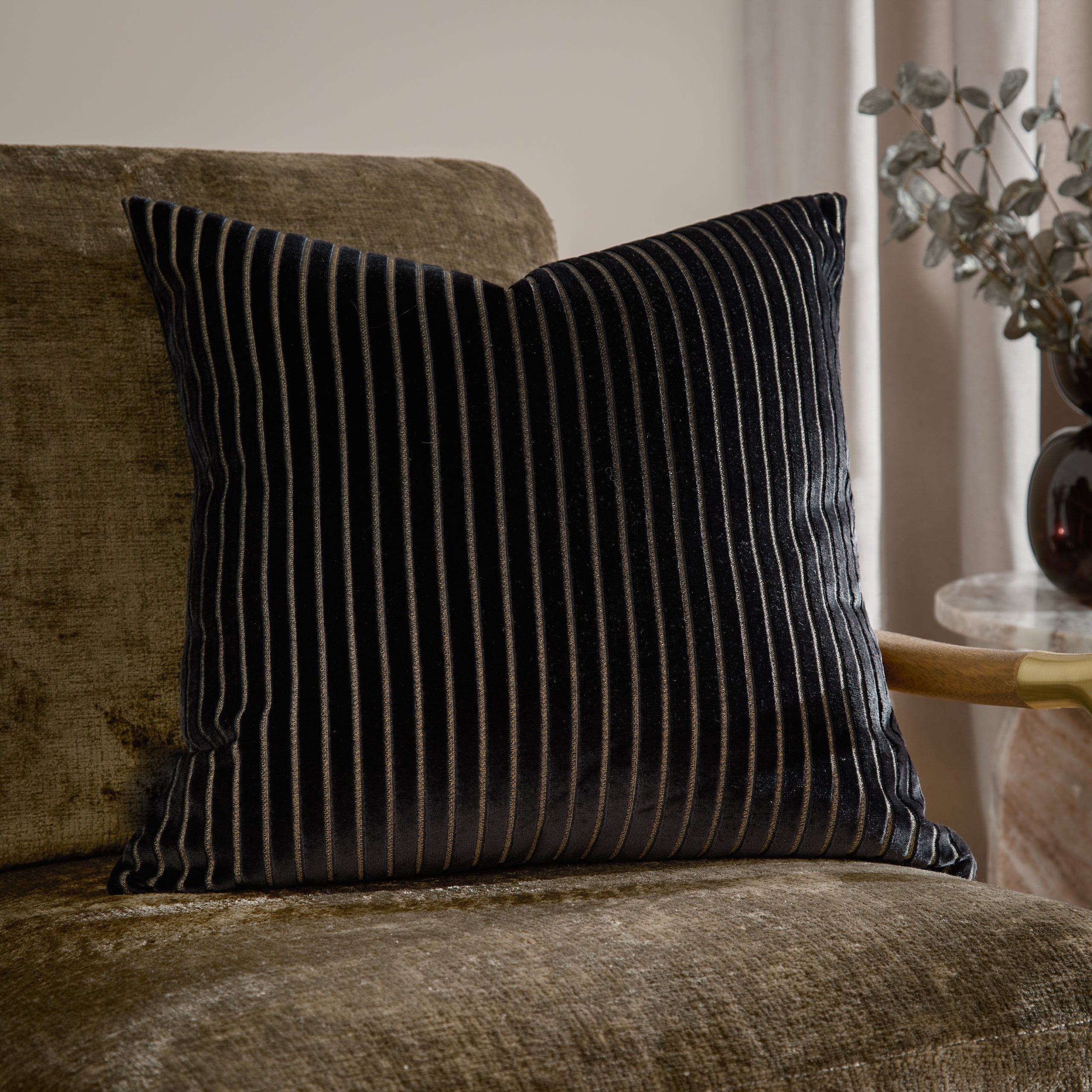 Savoy Stripe Velvet Cushion