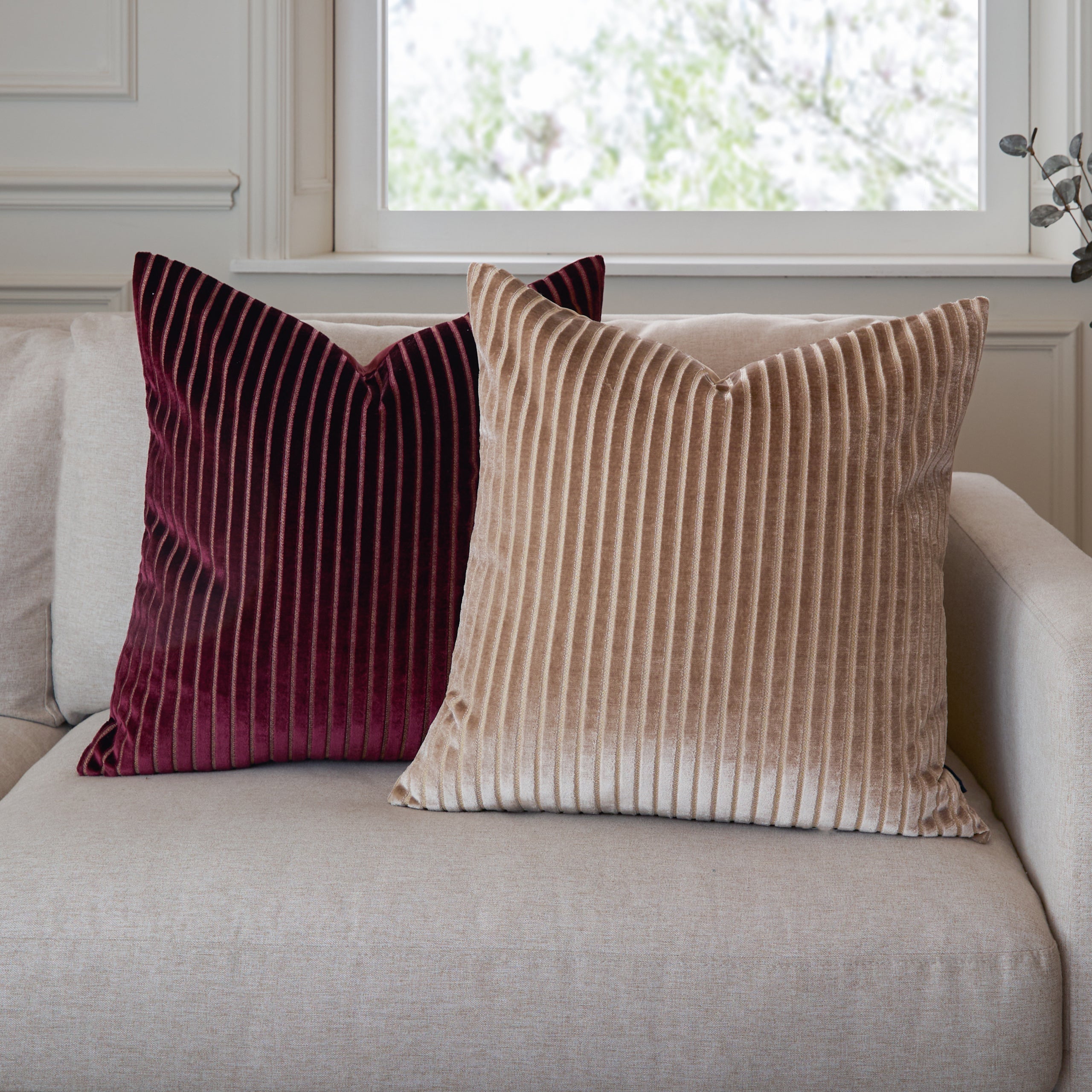 Savoy Stripe Velvet Cushion